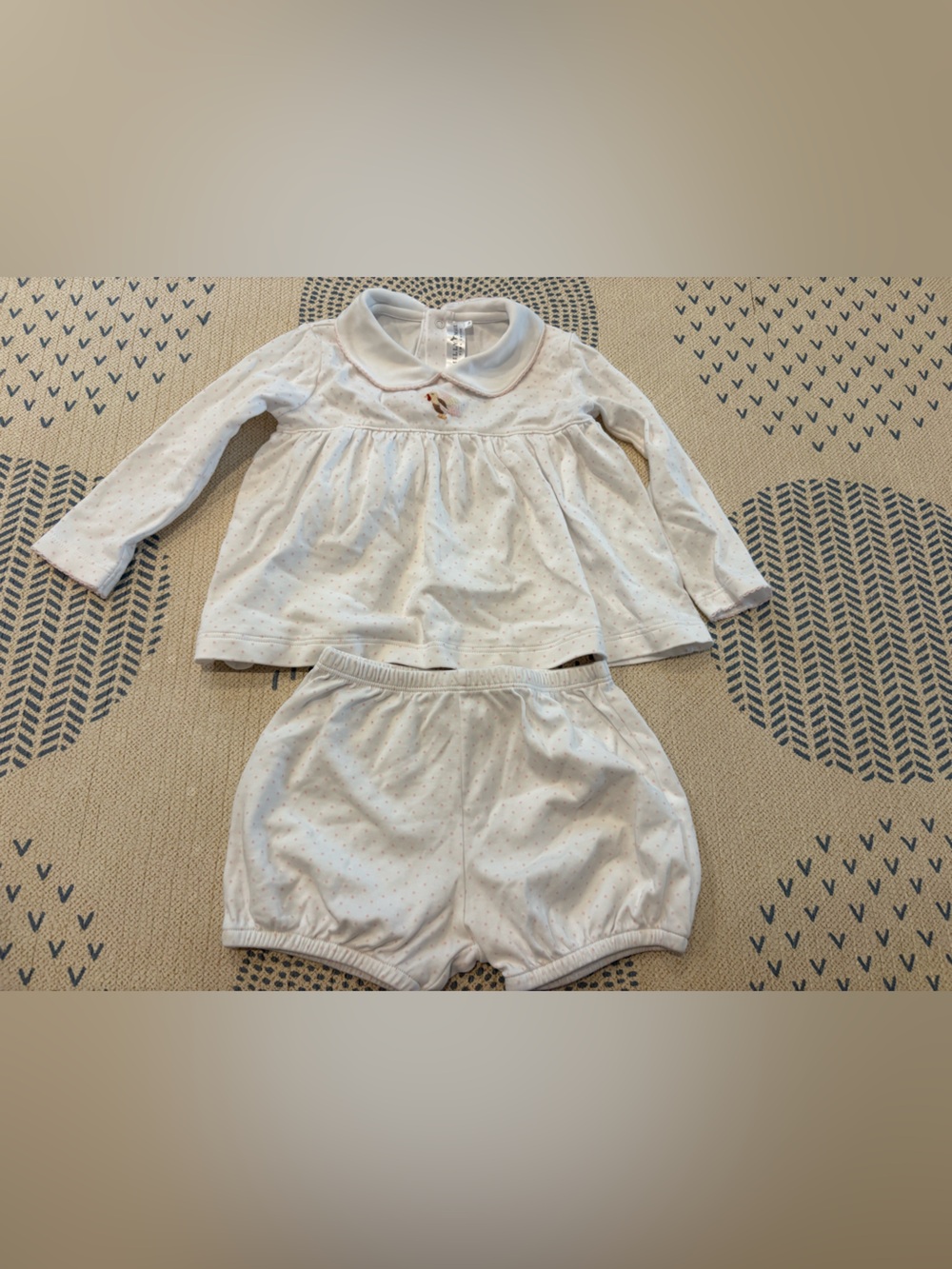 Baby Long-Sleeve White Peter Pan Collar Top & Shorts Thanksgiving Turkey Set